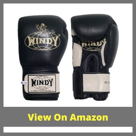 10: WINDY Leather Muay Thai Training Sparring Gloves: